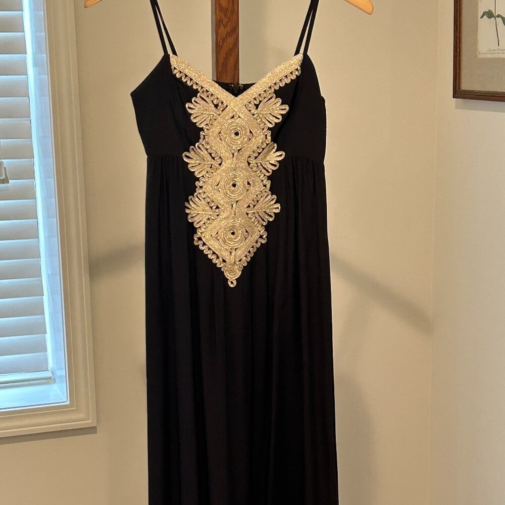 Lilly Pulitzer long black silk evening gown
